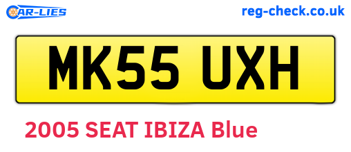 MK55UXH are the vehicle registration plates.