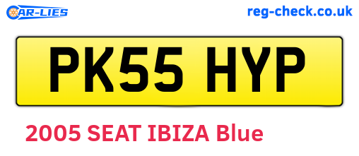 PK55HYP are the vehicle registration plates.