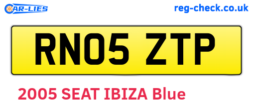 RN05ZTP are the vehicle registration plates.