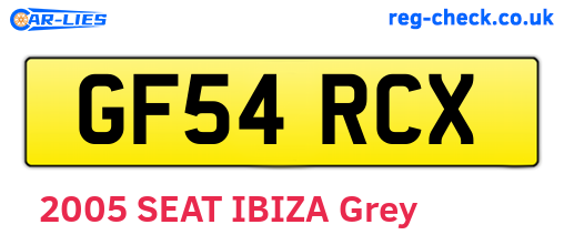 GF54RCX are the vehicle registration plates.