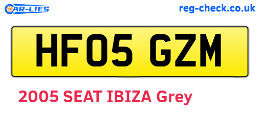HF05GZM are the vehicle registration plates.