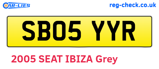 SB05YYR are the vehicle registration plates.