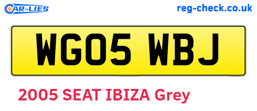 WG05WBJ are the vehicle registration plates.