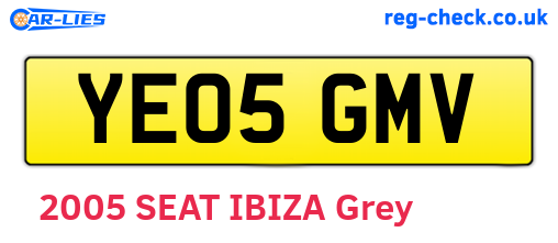 YE05GMV are the vehicle registration plates.