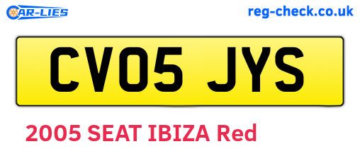 CV05JYS are the vehicle registration plates.