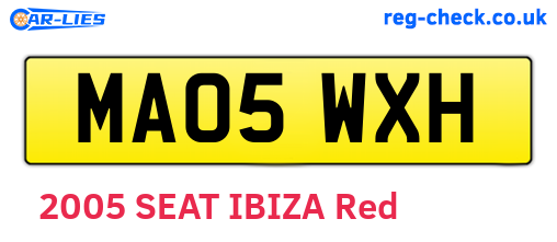 MA05WXH are the vehicle registration plates.