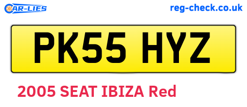 PK55HYZ are the vehicle registration plates.