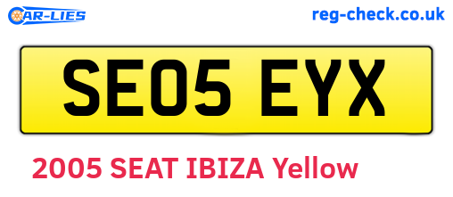 SE05EYX are the vehicle registration plates.