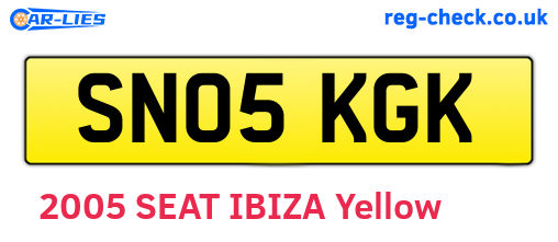 SN05KGK are the vehicle registration plates.