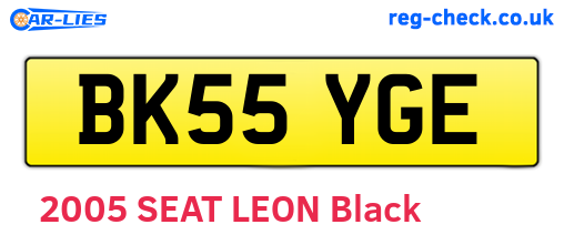 BK55YGE are the vehicle registration plates.