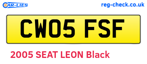 CW05FSF are the vehicle registration plates.