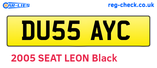 DU55AYC are the vehicle registration plates.