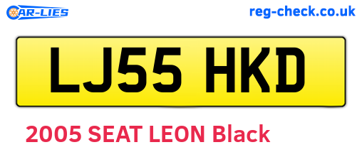 LJ55HKD are the vehicle registration plates.