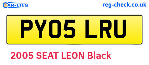 PY05LRU are the vehicle registration plates.