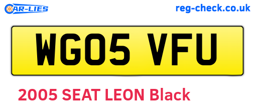WG05VFU are the vehicle registration plates.