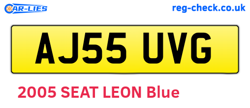 AJ55UVG are the vehicle registration plates.