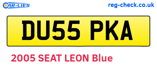 DU55PKA are the vehicle registration plates.