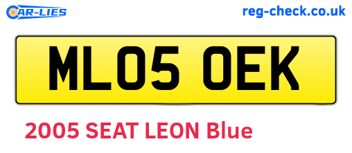ML05OEK are the vehicle registration plates.