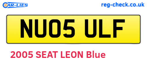 NU05ULF are the vehicle registration plates.