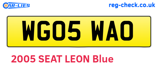 WG05WAO are the vehicle registration plates.