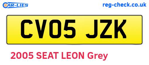 CV05JZK are the vehicle registration plates.