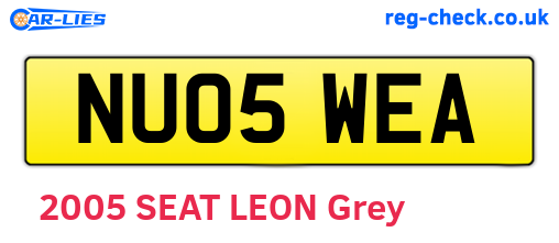 NU05WEA are the vehicle registration plates.