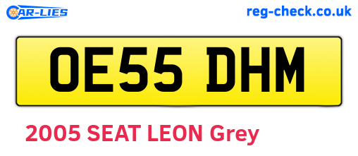OE55DHM are the vehicle registration plates.
