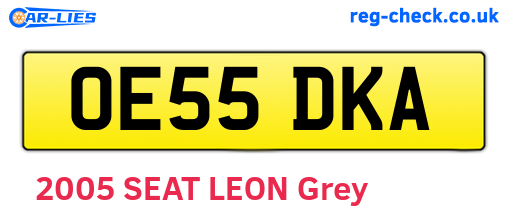 OE55DKA are the vehicle registration plates.