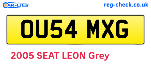 OU54MXG are the vehicle registration plates.