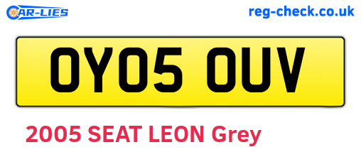 OY05OUV are the vehicle registration plates.