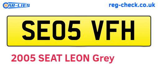 SE05VFH are the vehicle registration plates.
