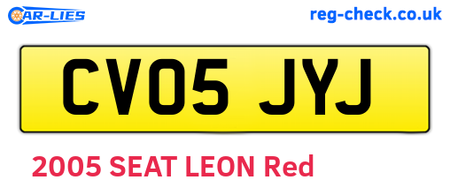 CV05JYJ are the vehicle registration plates.