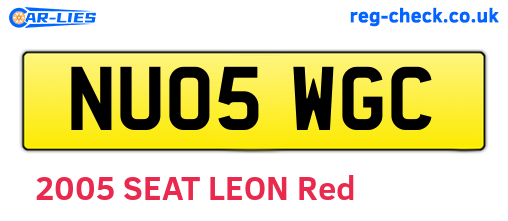 NU05WGC are the vehicle registration plates.
