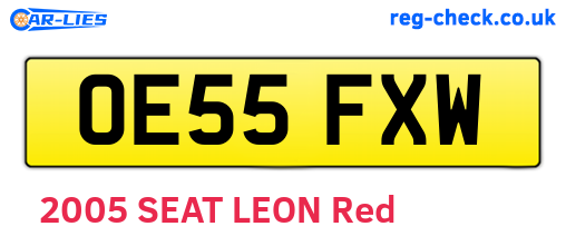 OE55FXW are the vehicle registration plates.