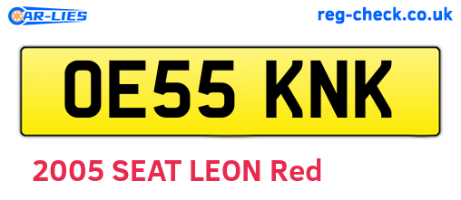 OE55KNK are the vehicle registration plates.