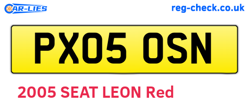PX05OSN are the vehicle registration plates.