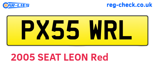 PX55WRL are the vehicle registration plates.
