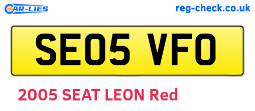SE05VFO are the vehicle registration plates.