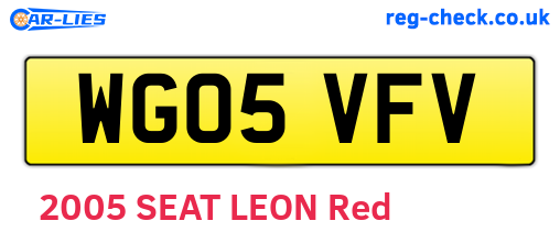 WG05VFV are the vehicle registration plates.