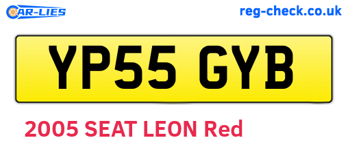 YP55GYB are the vehicle registration plates.