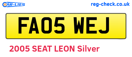 FA05WEJ are the vehicle registration plates.
