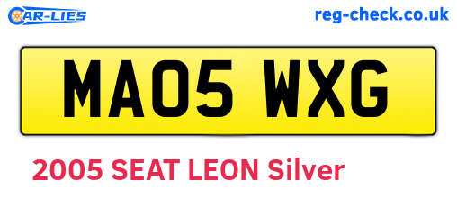 MA05WXG are the vehicle registration plates.
