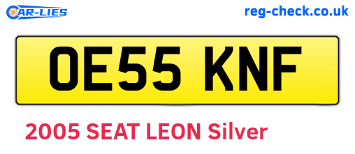 OE55KNF are the vehicle registration plates.