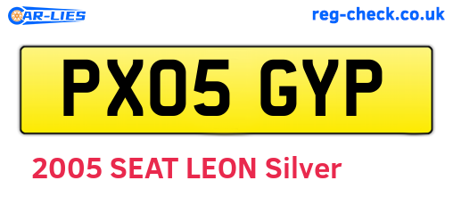 PX05GYP are the vehicle registration plates.