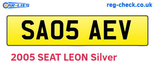 SA05AEV are the vehicle registration plates.