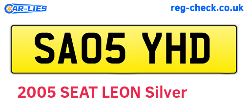SA05YHD are the vehicle registration plates.