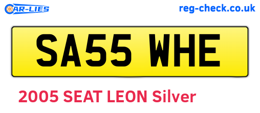 SA55WHE are the vehicle registration plates.