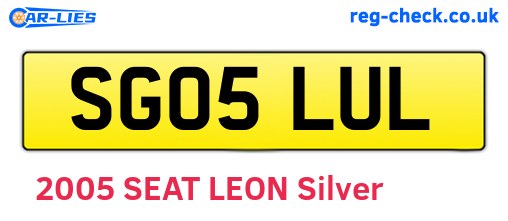 SG05LUL are the vehicle registration plates.