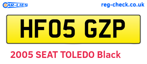 HF05GZP are the vehicle registration plates.