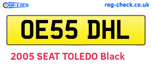 OE55DHL are the vehicle registration plates.